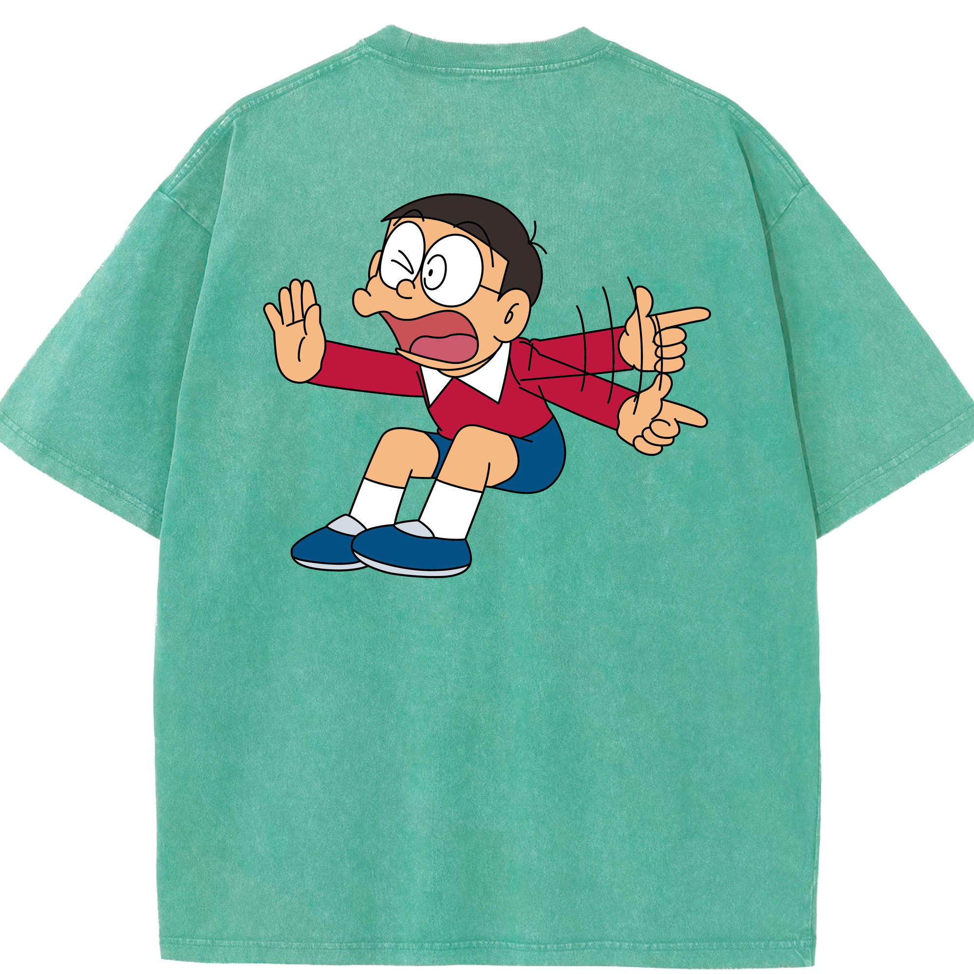 （画像用） ドラえもん 野比 のび太 Doraemon Nobita Nobi 綿100% ヴィンテージ風 半袖Tシャツ（背面プリント）